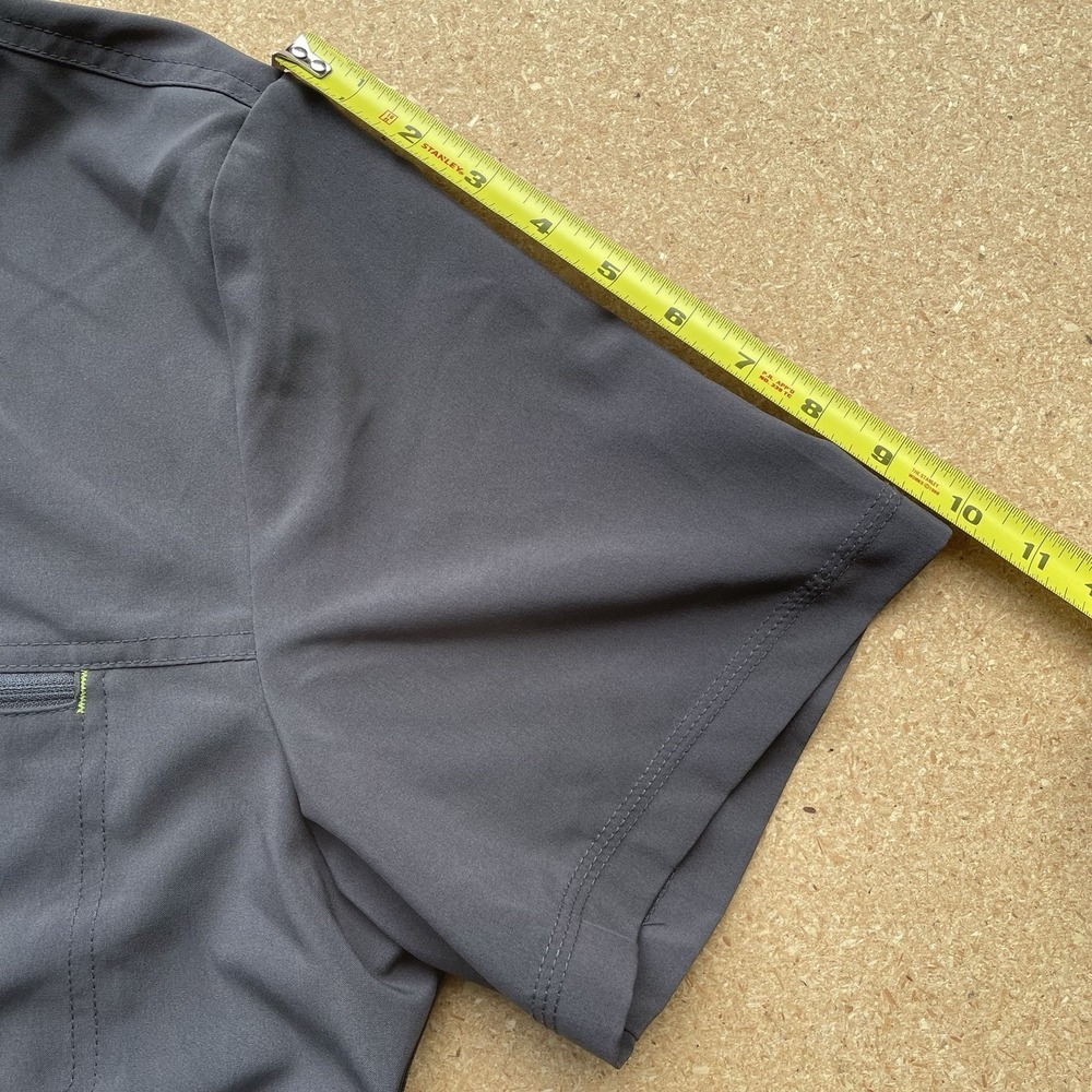 Cherokee Uniforms Mens XL Gray Performance Polo Scrub Top Zipper Pocket CKI803 - Picture 9 of 10